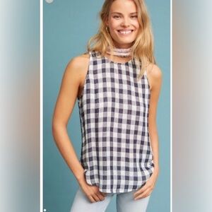 Navy and White Checkered Sleeveless Top